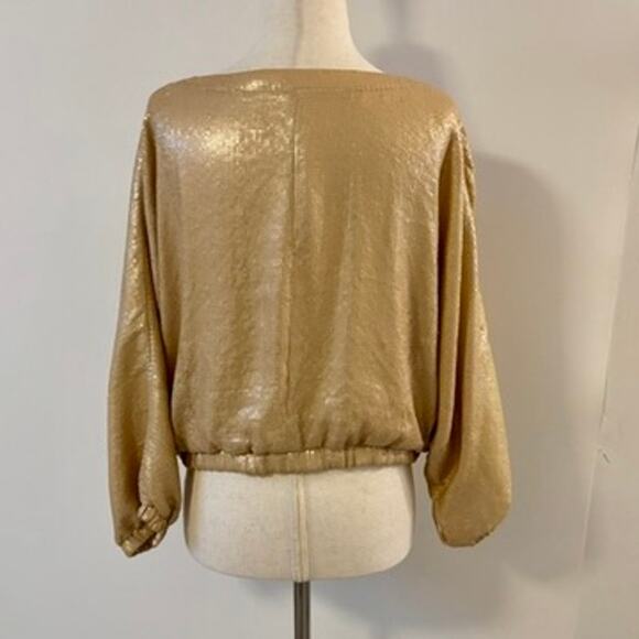 GIBSON Gold Crop Sequin Zip Up Bomber Style Jacket Size XS - Picture 8 of 14
